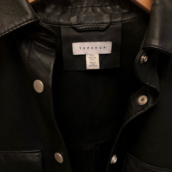TOPSHOP | Leather Button up shirt jacket - Picture 4 of 8
